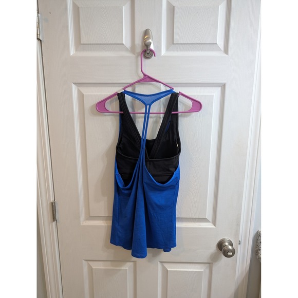Athleta Blue Box Jump 2 in 1 Racerback Tank Top Built in Bra - Size S - Picture 2 of 4